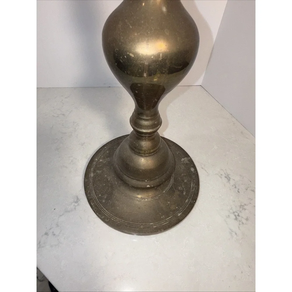ANTIQUE VTG HEAVY BRASS FLOOR CHURCH ALTER CANDLE CANDLESTICK HOLDER 39.5 IN H